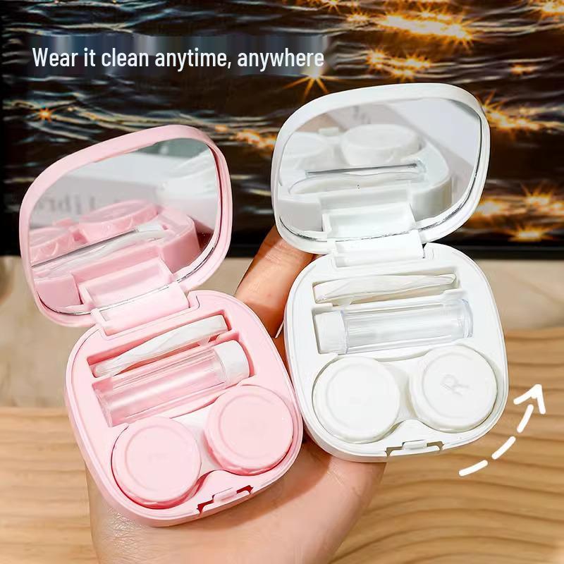 Tragbarer Macaron Kontaktlinsenbehälter mit Spiegel – Kompakt und stilvoll für Studentinnen