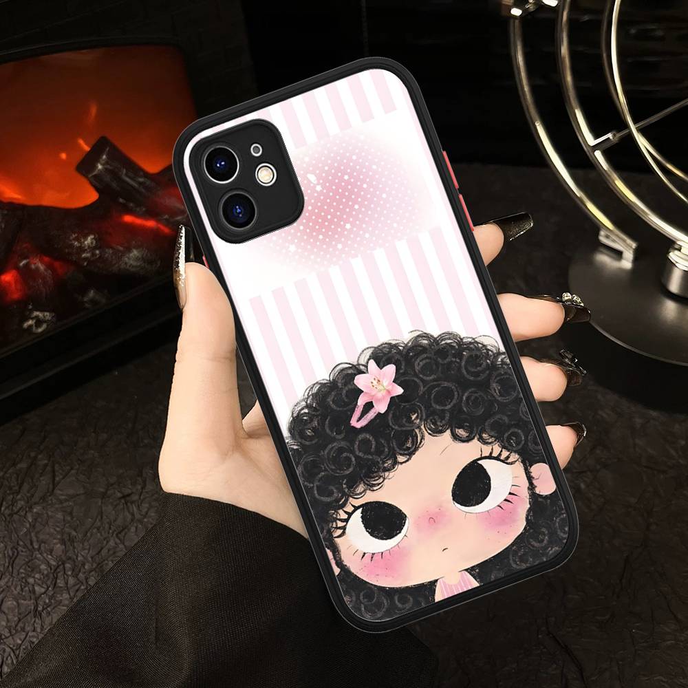 Coque de téléphone pour fille de bande dessinée Pour iPhone 16 15 14 11 12 13 Pro Max Plus 12 XS Max Coque arrière Coque mate