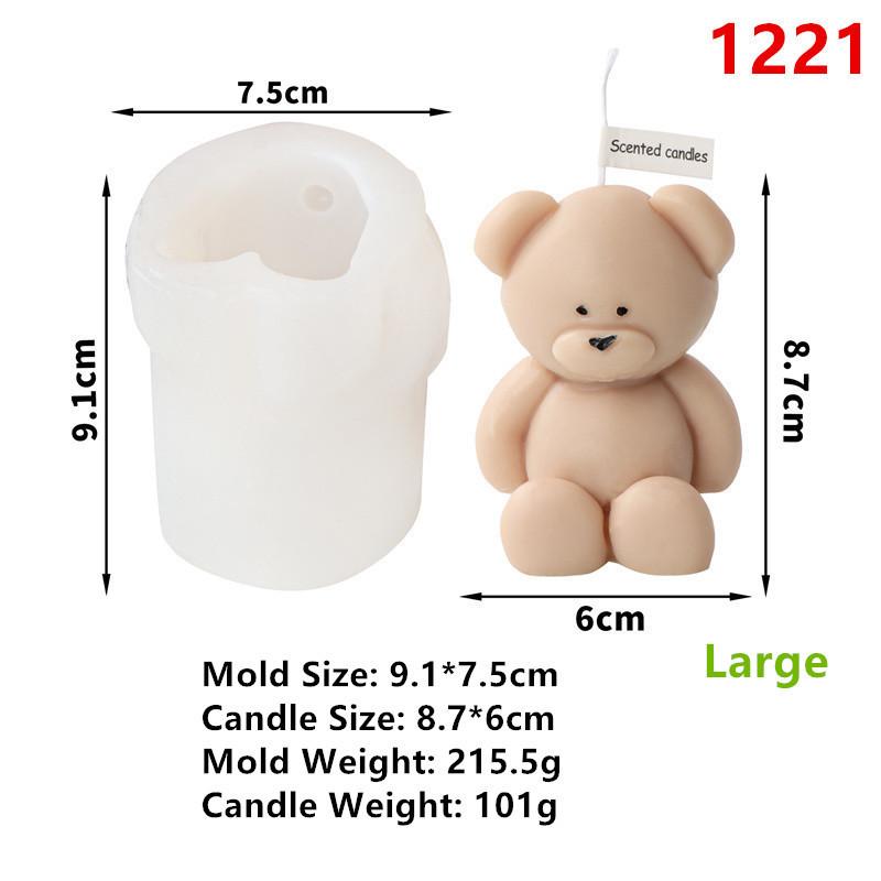 Stampo per candela profumata a forma di orso carino 3D Stampo per sapone in resina a forma di orso per candele Decorazione per la casa Stampo in silicone per candela a forma di orsetto in resina
