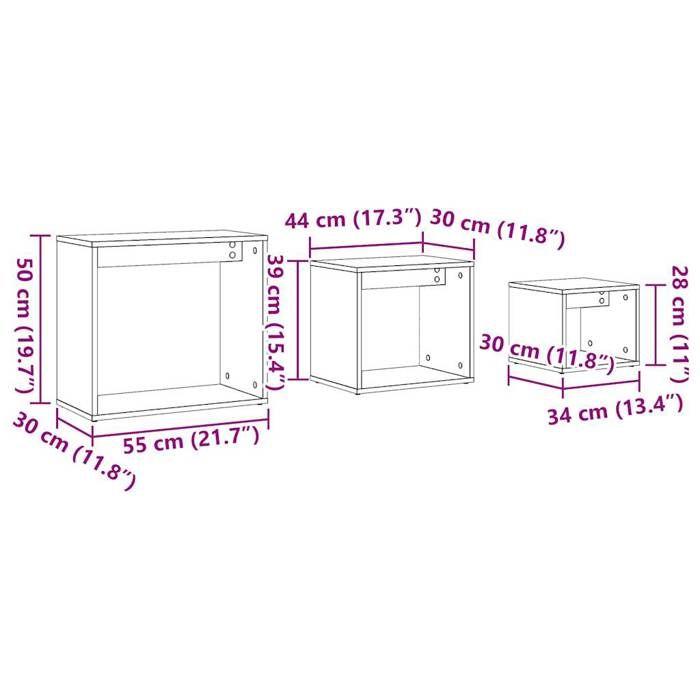 VidaXL Tables gigognes 3 pcs chêne artisanal bois d'ingénierie, table, table de bout, table d'appoint, tables, tables de 856675
