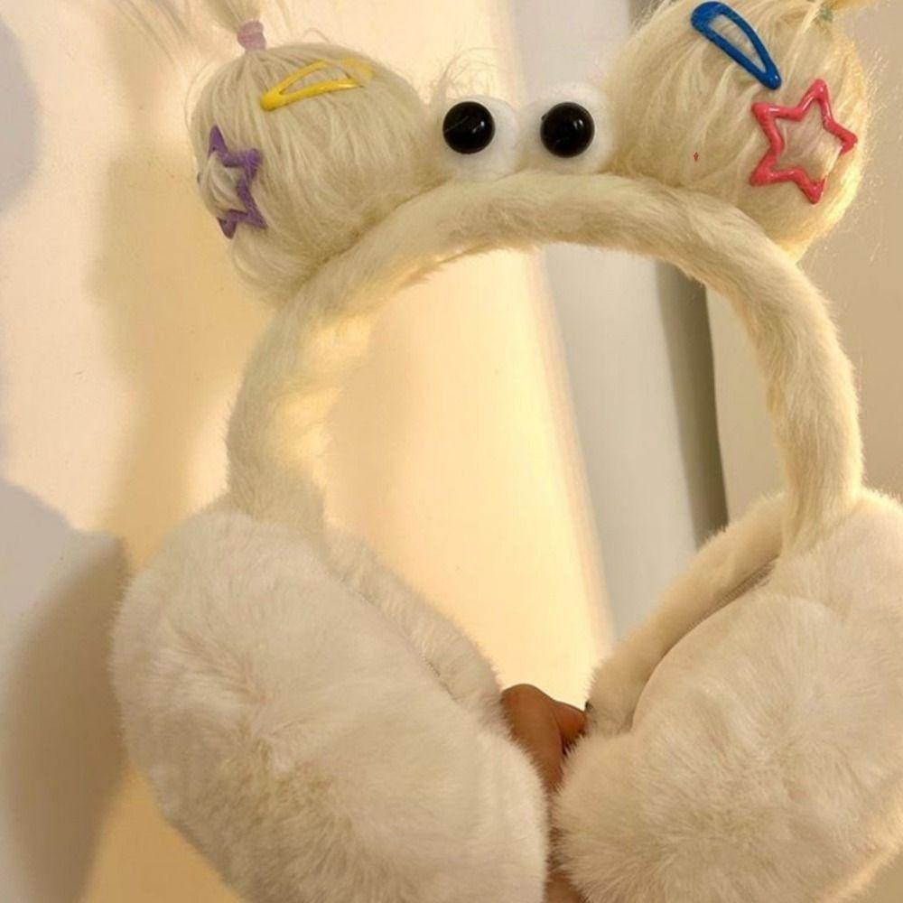 Braid Hair Cartoon Earmuffs Funny Braid Foldable Ear Cover Fashion Winter Plush Ear Cap  Cycling