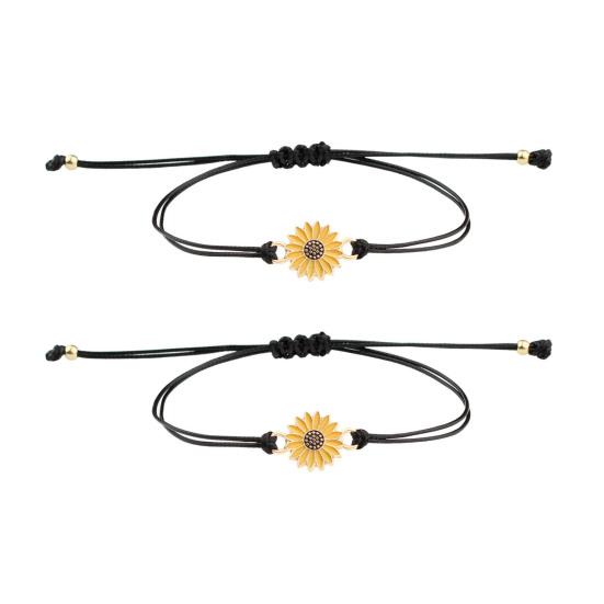 2Pcs Braided Bracelets Friendship Bracelets Friendship Wristbands Adjustable Drawstring Design Chrysanthemum Pendant 10