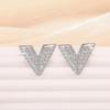 V Shape Stud Earrings for Women Sparkly Pave Set Geometric Earrings Minimalist Daily Fashion Jewelry