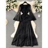 Accessible Luxury Lace Dress Niche Style Bell Sleeve Sequin