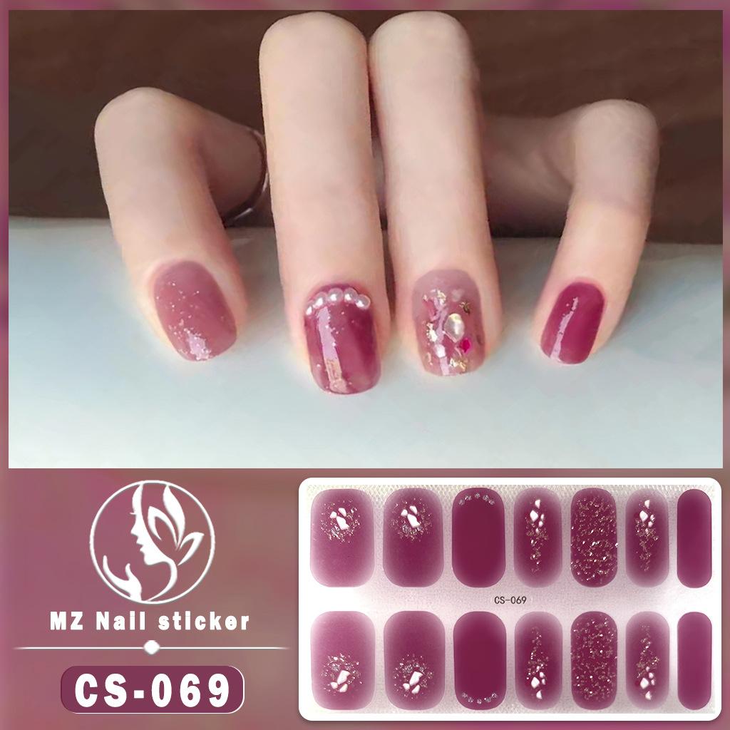 CS Waterproof No-Cure Gel Nail Wraps, Full Cover Spring & Summer Blend & Contrast Color Nail Stickers, Nail Patch Films