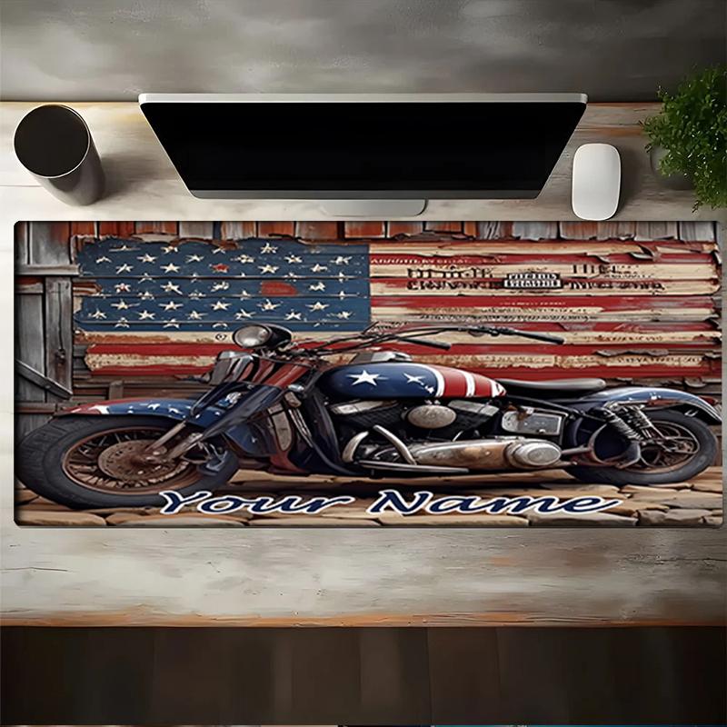 1PC Custom Name Rustic Motorcycle Americana Mouse pad, keyboard and mouse desk pad, for computer notebook Birthday Gift For Any Room Or Office