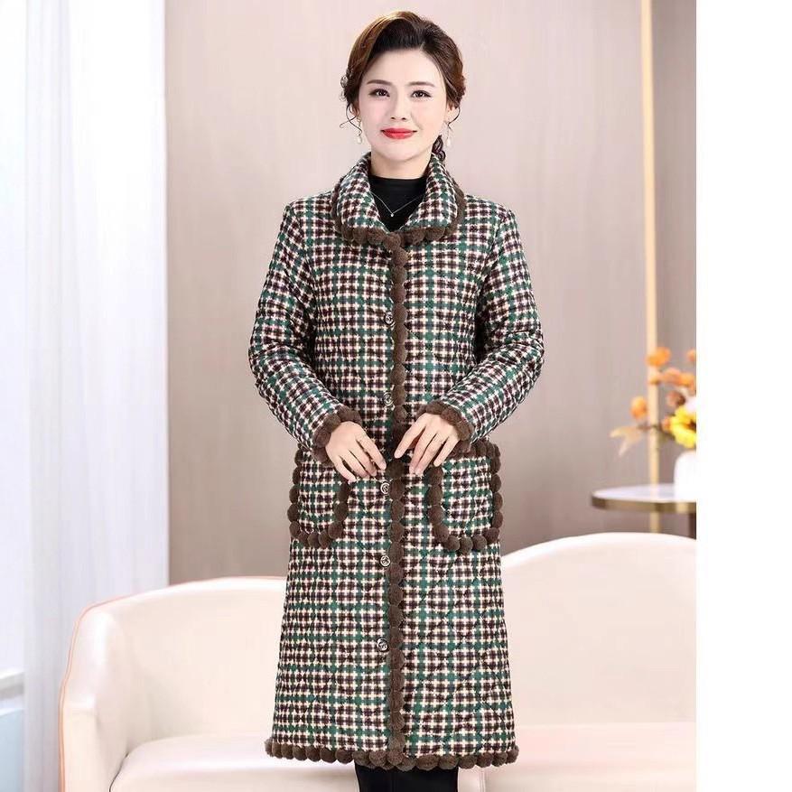 2025 Fashionable Mid-length Lapel Cotton Coat for Middle-aged & Elderly - Extra Thick & Warm for Comfort
