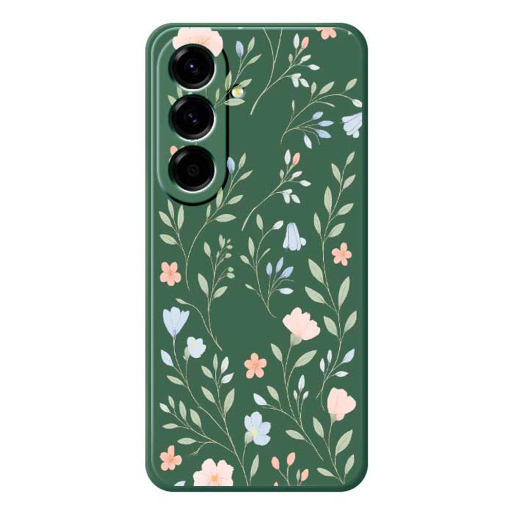 For Samsung Galaxy A56 5G Case Pink Blue Flowers Pattern Printing Straight Edge TPU Phone Back Cover