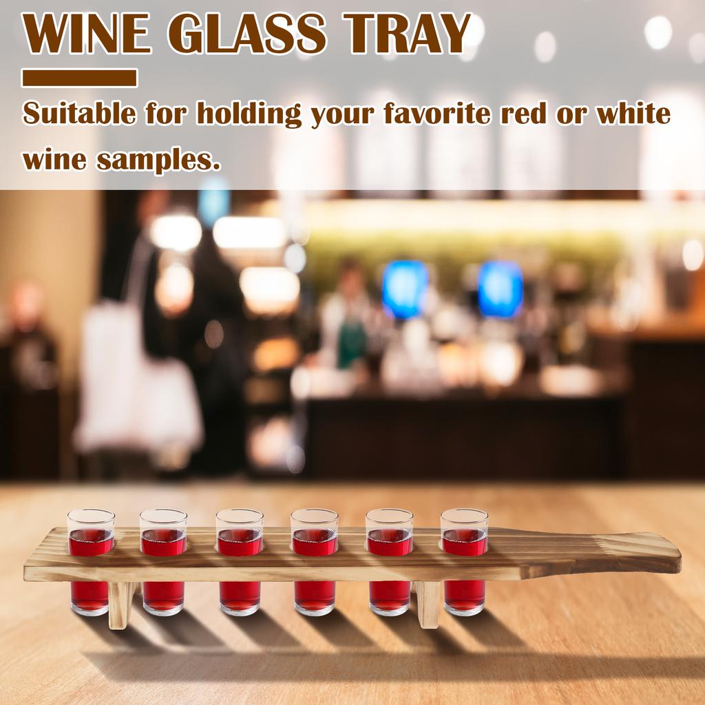 2 Pcs Shot Glass Tray Wood Shot Glass Holder Shot Glass Stand with 6 Holes Shot Glass Serving Tray for 1.4 inch Diameter Glasses