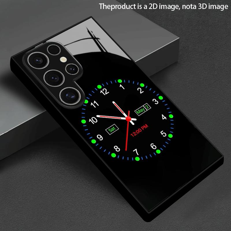 2D Matrix Clock Pattern Mobile Phone Case for Samsung S26 S25 S24 S23 S22 S21 S20 A56 A36 A16 - Glass Protective Cover