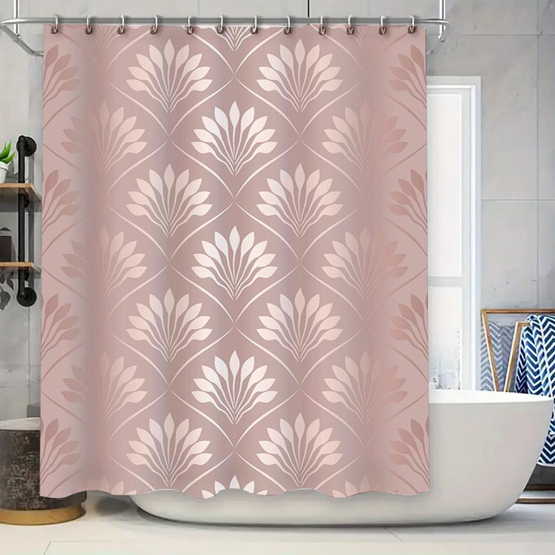 Pink and White Floral Shower Curtain for Bathrooms Extra Long Waterproof Bathroom Decorations (180x240cm)
