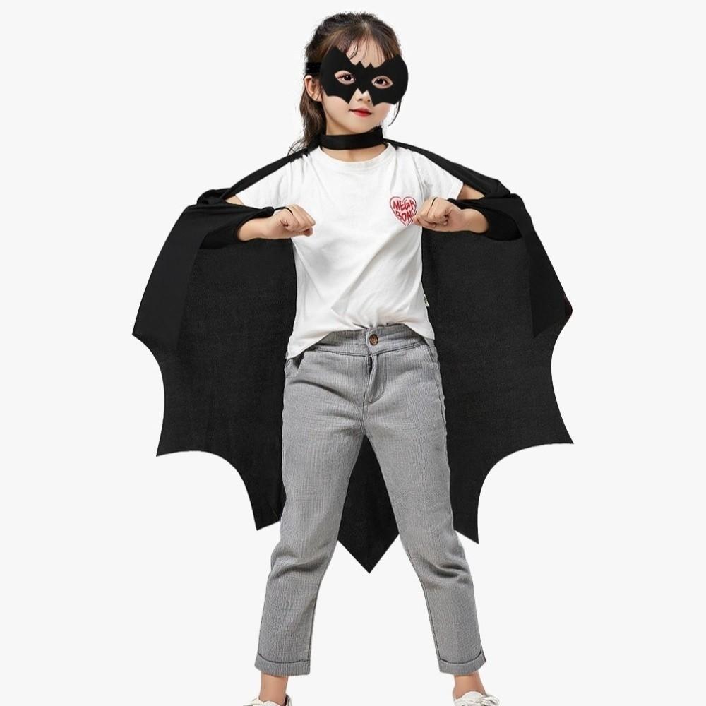 Black Cloak Bat Wing Cape Trick or Treat Bat Cosplay Costume Children's Party Costume Stage Wear