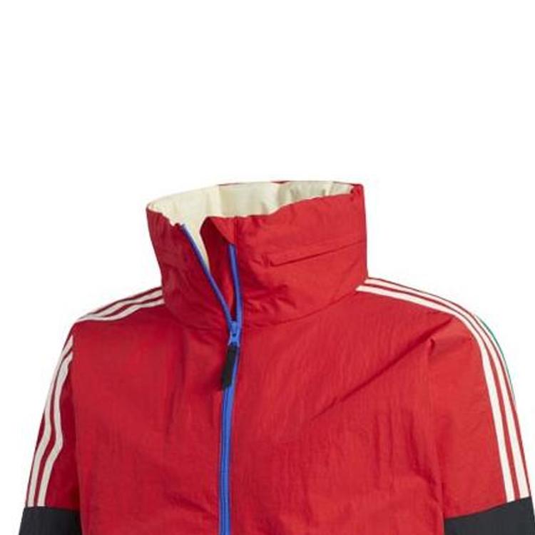 Adidas Originals Striped Color Block Ski Jacket With Hood Unisex Outerwear White Black DW4000