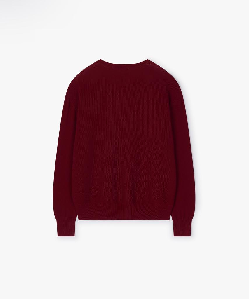 Peullojeulum Waffle Cotton V Neck Burgundy