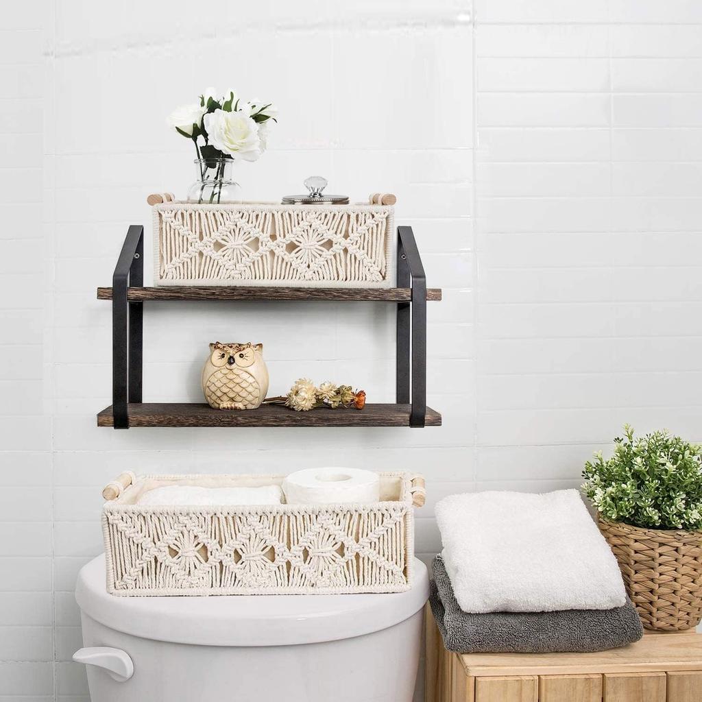Buy Macrame Storage Baskets Boho Decor Box Handmade Woven, Set of 2 at ...