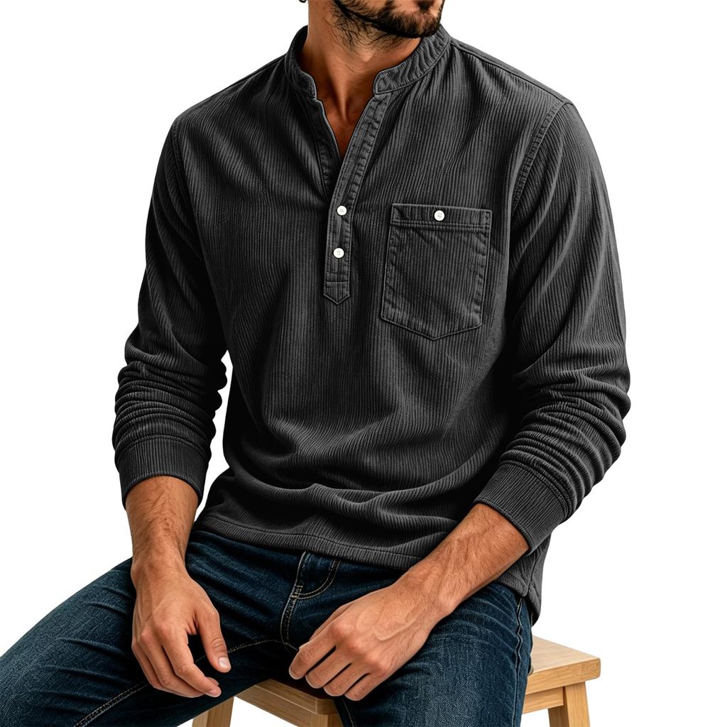 Men's Casual Loose Fit Color Shirt with Pockets for Everyday Wear