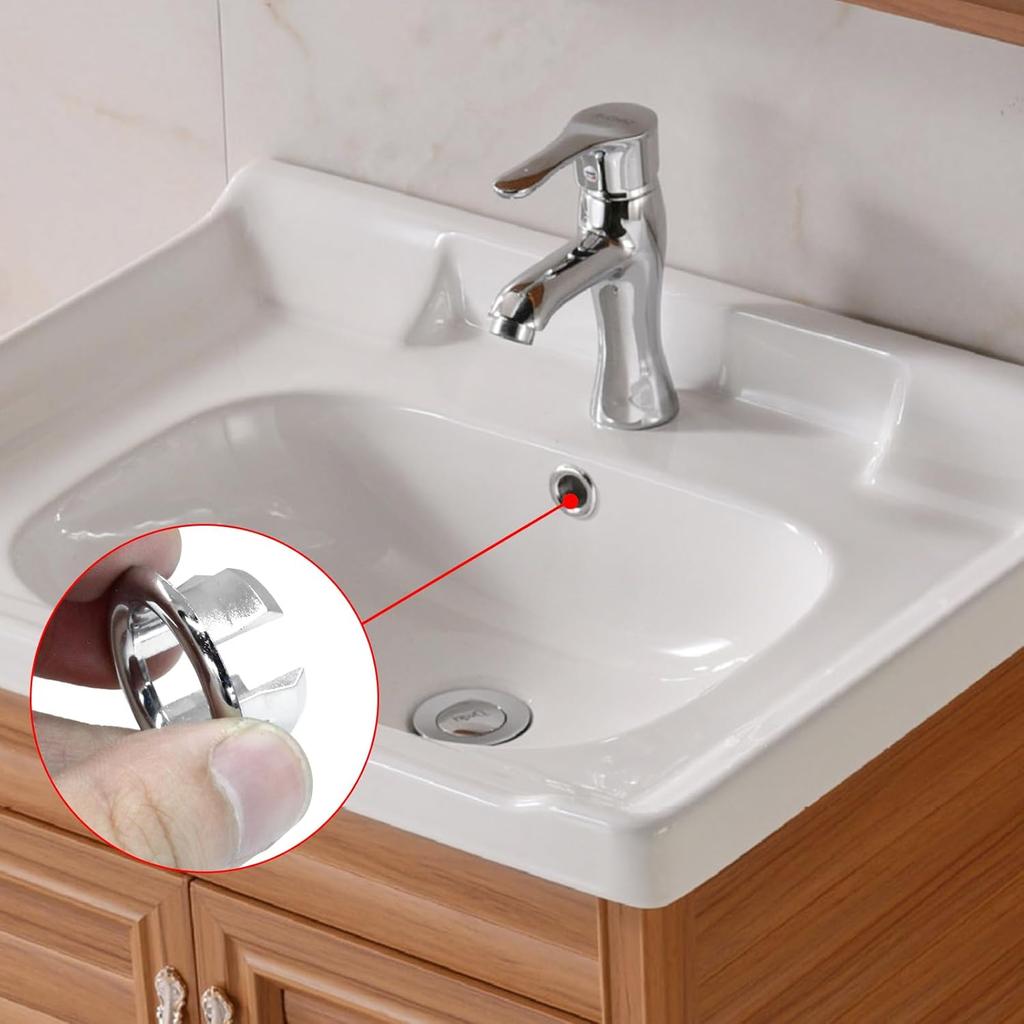 5 Pcs Chrome Overflow Cover Rings, Round Hole Trim Hole Insert in Cap for Home/Sink/Bathroom/Kitchen