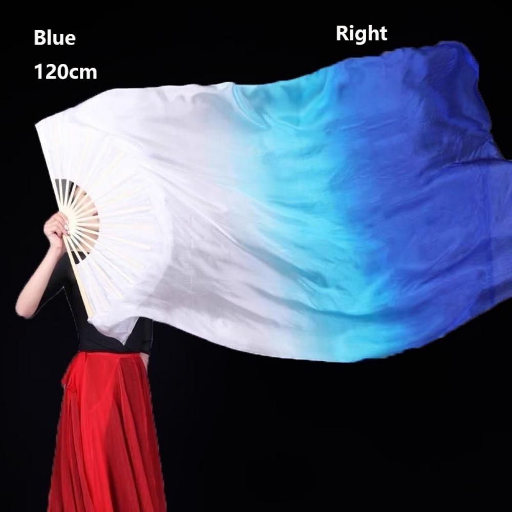 Tricolor Gradient Gradient Color Dancer Fan Right&Left Hands Rayon Silk Fans