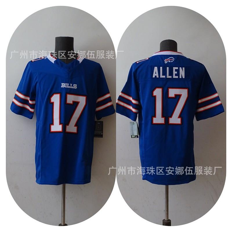 Mens Rugby Jersey T-Shirt With Embroidered Team Player Numbers 14 DIGGS 17 ALLEN Buffalo Bills Fans