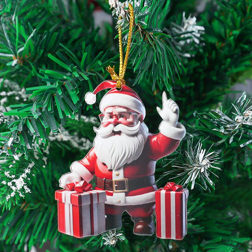 Christmas Character Pendant Acrylic Flat Pattern Santa Claus Boys and Girls Xmas Tree Hanging Car Interior Decoration Pendants