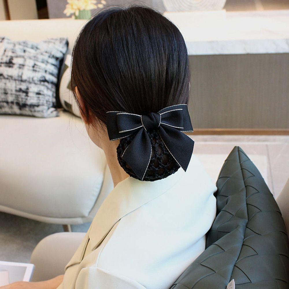 Nurse Hotel Hair Clip Headwear Korean Bun Snood Hairgrips Cover Net Bow Spring Clip Ponytail Clip