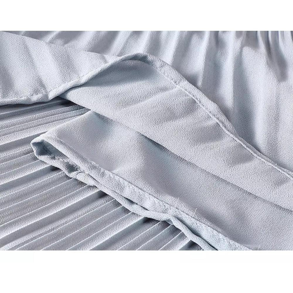 DIMANAF 2026 Summer Women New Skirts Chiffon Solid Elastic Waist Pleated Mesh Elegant Skirts