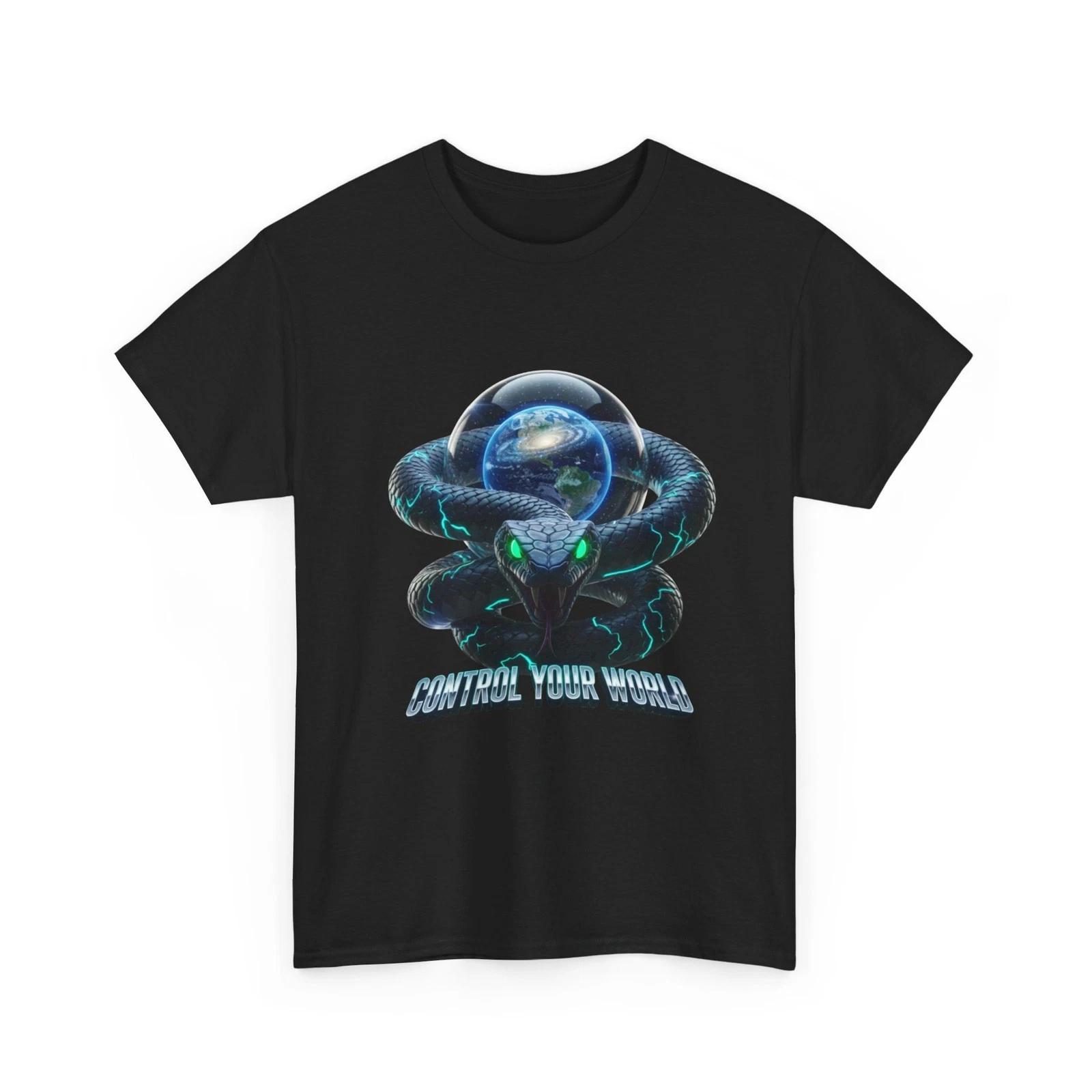 Snake Earth T-Shirt | Control Your World Animal Graphic T-Shirt Super Cool Gift S