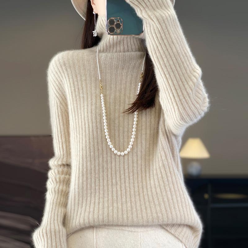 Thickened Pit Strips Piled Collar Cardigan for Women's Autumn and Winter New Skin-friendly and Versatile Cashmere Knitted Base Shirt