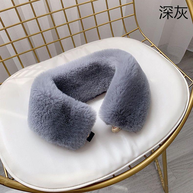 

Корейский вариант шарфа из искусственного меха с меховым воротником, парный шарф со скрытыми пуговицами, однотонный утолщенный теплый шарф из искусственного меха для зимы для женщин темно серый