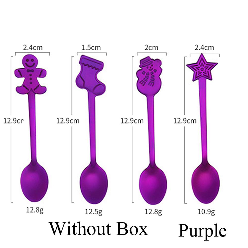 4pcs/set Stainless Steel Christmas Tableware Coffee Spoons Ice Cream Desserts Spoon Snowman Xmas Tree Kids Drinking Tea Scoops