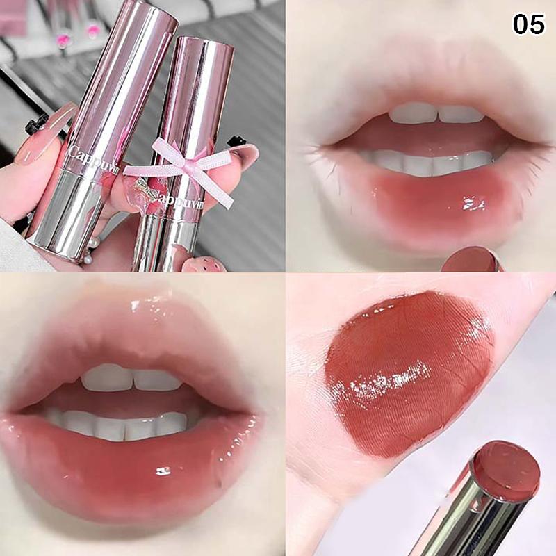 

Cappuvini Mirror Solid Lip Gloss Water Light Lipstick Clear Jelly Lip Glaze Nude Lightweight Brightening Lip Tint Makeup