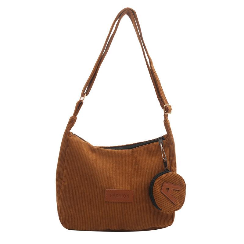 Light Corduroy Tote Bag For Students Large Capacity Casual Shoulder Purse