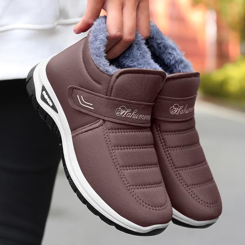 Women's Winter Velcro Fleece-Lined Ankle Boots - Warm Cotton Snow Shoes