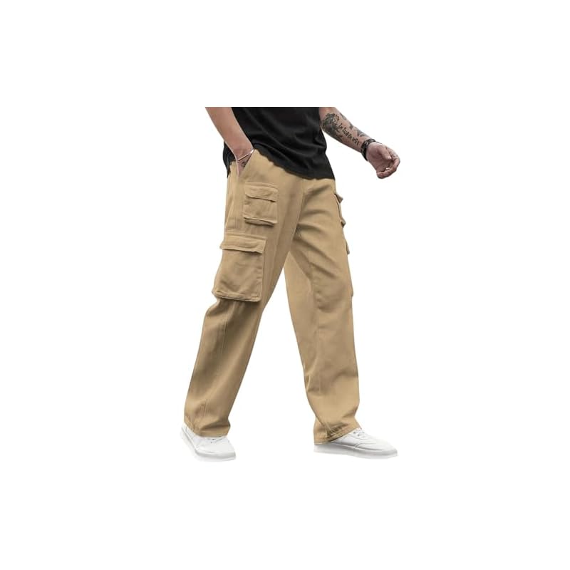 Lymio Men Cargo || Men Cargo Pants || Men Cargo Pants Cotton || Cargos for Men (Cargo-38-41) (L, Khakhi)