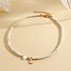 Bohemian Choker neck Initial necklaces heart-shaped shell letter pendant beads Women's stainless steel necklace woman trend2025