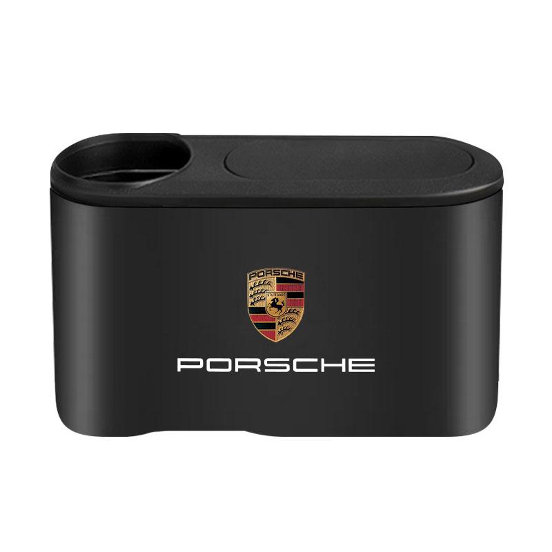 1Pcs Trash Can Auto Emblem Garbage Box Bin Storage Car Accessories For Porsche Boxster Cayenne Panamera Macan Cayman 911 918 996 917 991