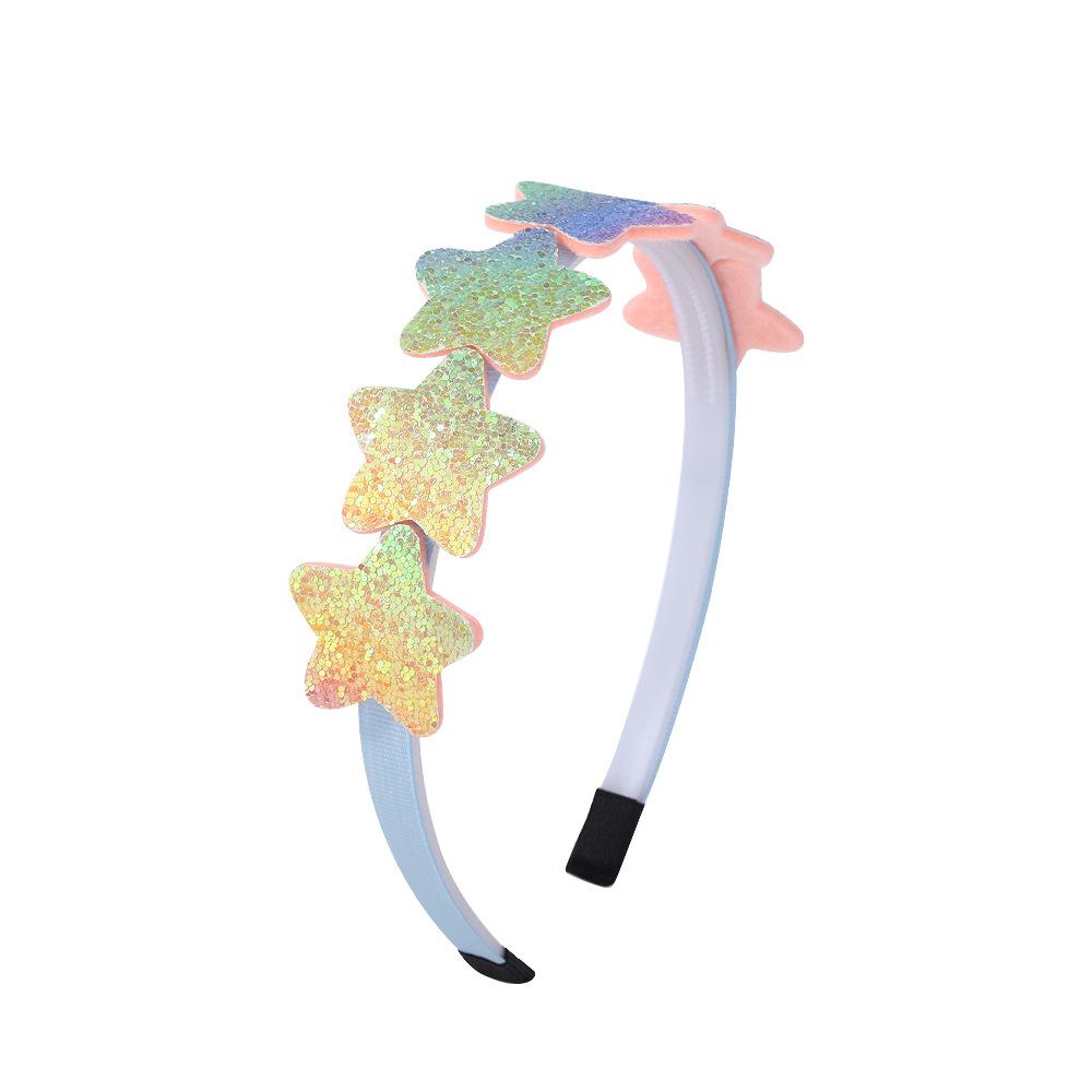 Children'S Candy Color Love Green Onion Powder Headband Cute Princess Gradual Change Rainbow Color Headband Hair Accessories 2544