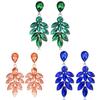 Elegant Leaf Dangle Earrings With Water Dazzle Crystals For Women Wedding Jewelry