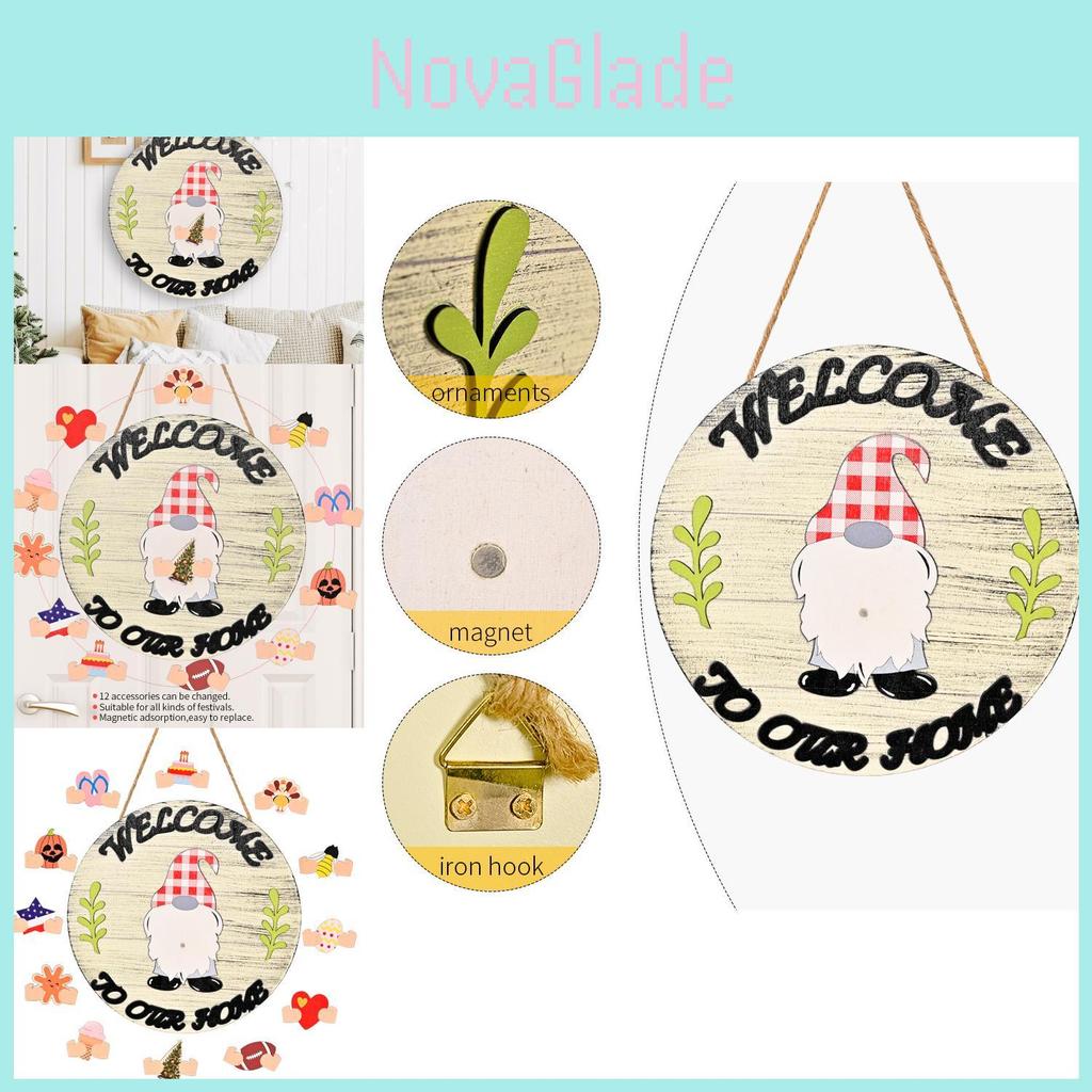 Charming Wooden Christmas Rudolph Door Hanger With Customizable Welcome Accessories For Festive Wall Decor