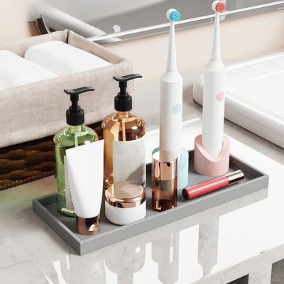 Silicone Vanity Tray for Bathroom Countertop Storage and Organization