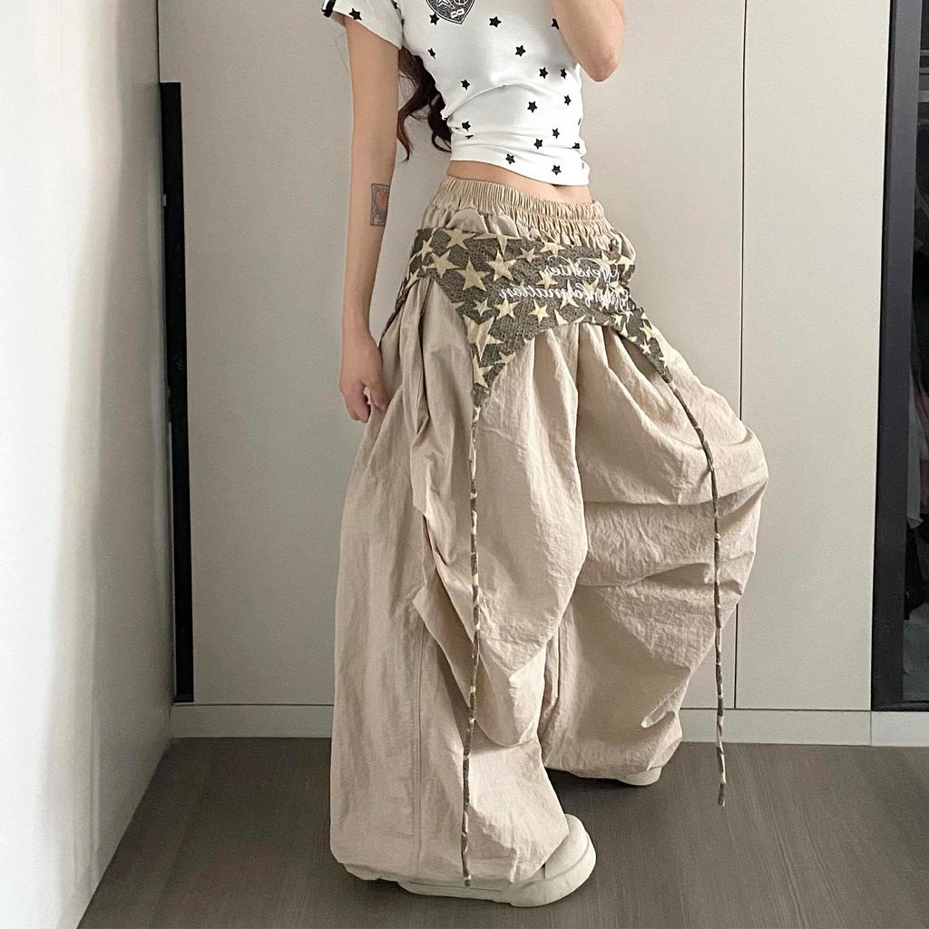 Layering Cargo Pants Women Summer Lightweight Quick-Dry Jazz Dance Trousers Baggy Streetwear Wide Leg Pants