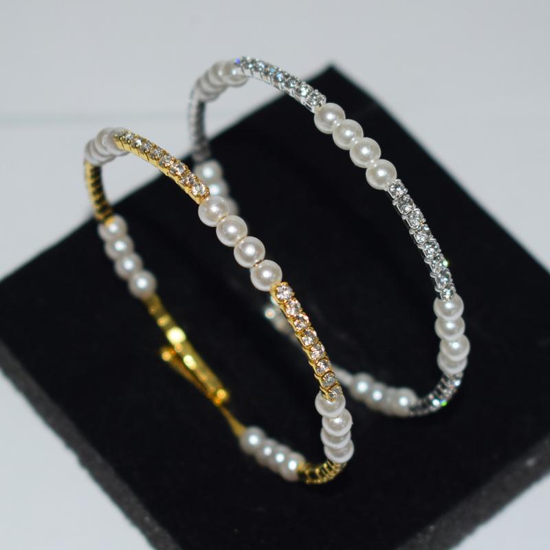 1Pcs Dainty Gold Plated Pearl Bracelet With Shiny Cubic Zirconia Perfect For Daily Weddings Parties Gifts For Women