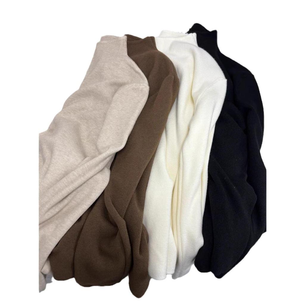 Women's Slim-Fit Semi-High Neck Knit Long-Sleeve Top