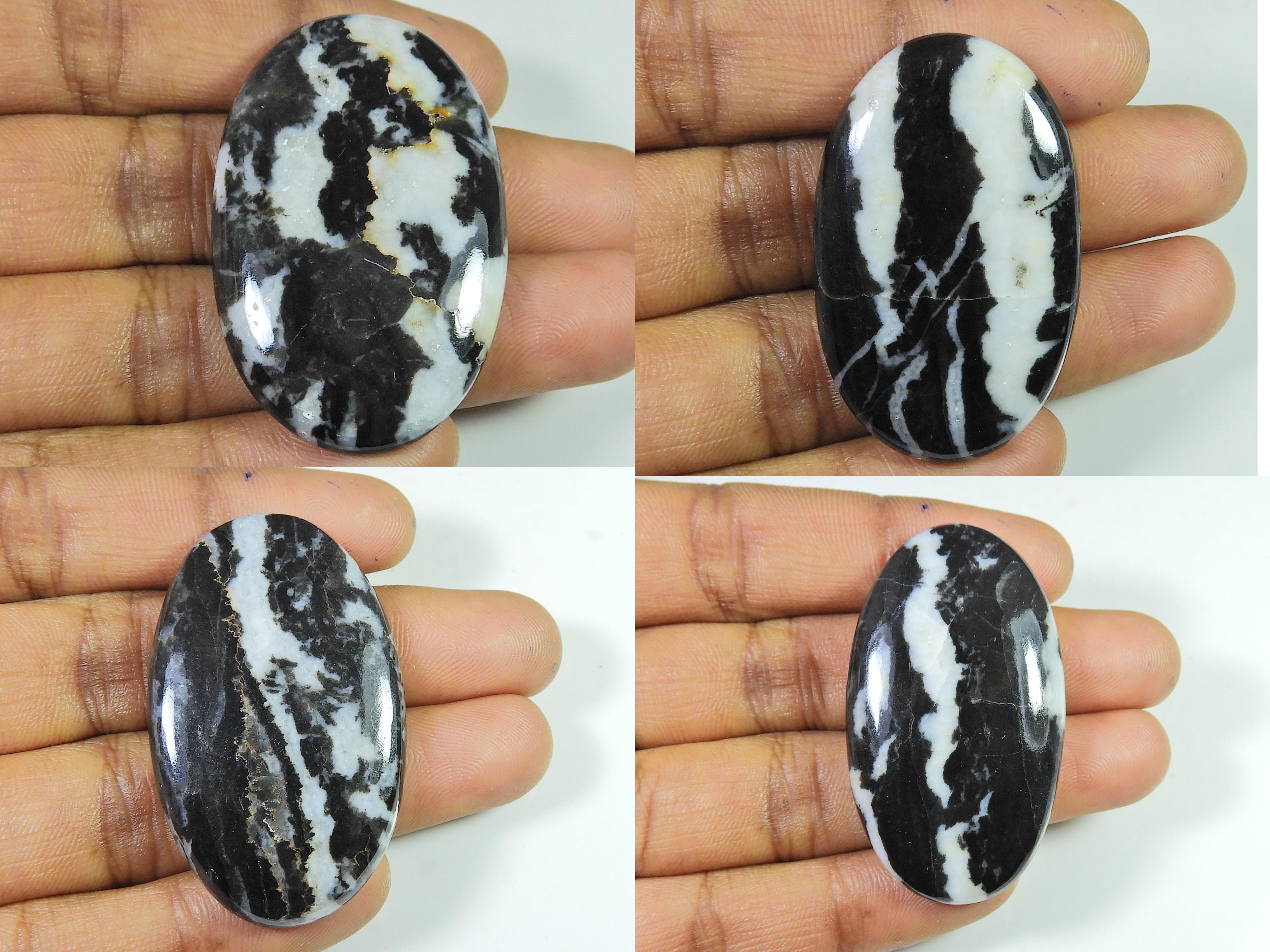 

4 Pcs Natural Zebra Jasper Oval Shape Cabochon Loose Gemstone 237Cts. Lot RQ-826
