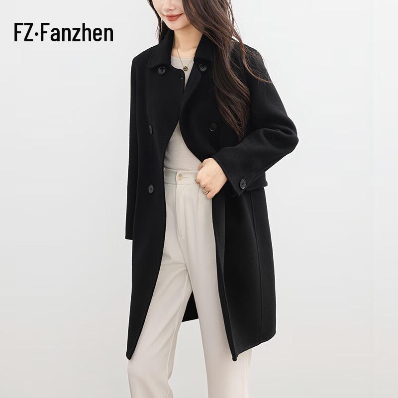 

Women s 100% Wool Mid-Length Doll Collar Coat XL