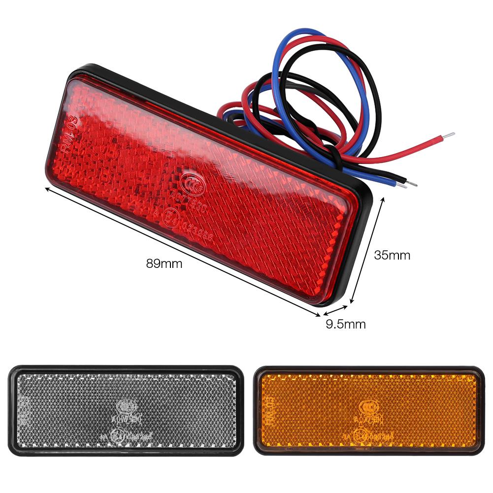 1Pc 12V Universal Motorcycle Scooter Moped Rectangle LED Reflector Tail Brake Light Stop Lamp