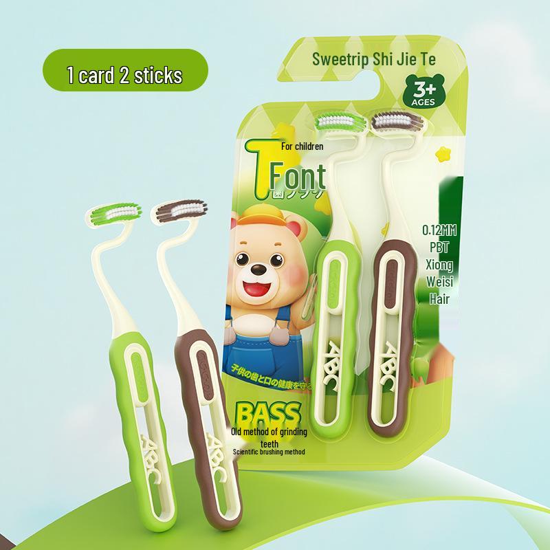 Kids’ T-Shaped Vertical Toothbrush for Gum Protection – Soft Bristles, Cartoon Design