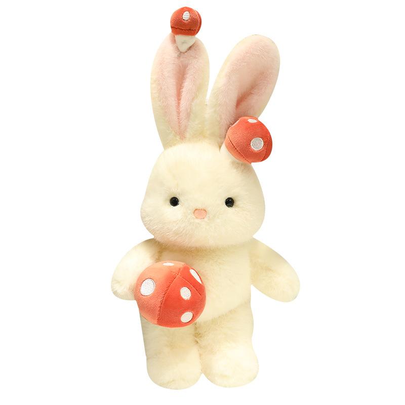 Neue Pilz Kaninchen Puppe Niedliches Plüschtier Kaninchen Puppe Kleines Weißes Kaninchen Puppe Geburtstagsgeschenk