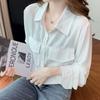 Streetwear Fashion Pockets Blouse Summer New Solid Color All-match Turn-down Collar Casual Korean Single-breasted Straight Shirt