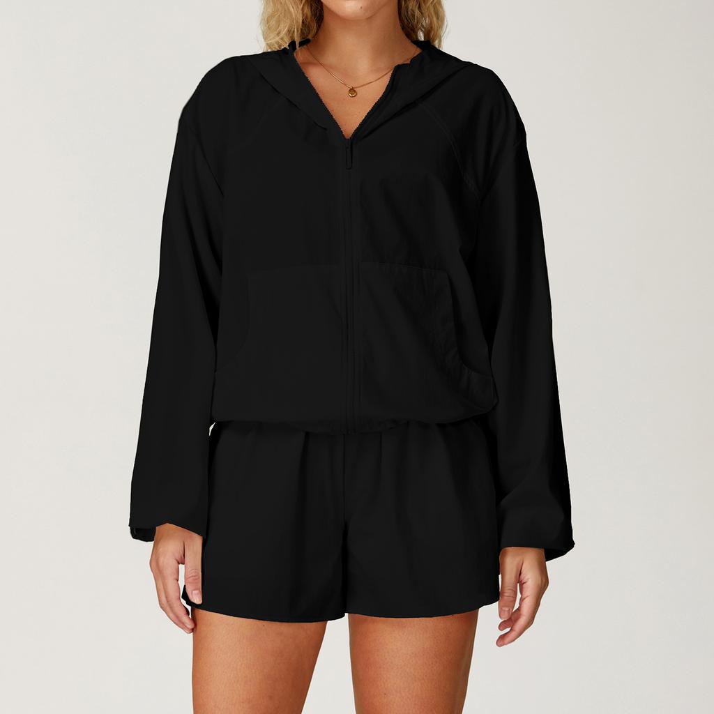 Schnelltrocknende Sport-Sonnenschutzjacke, Kühl und atmungsaktiv, Mit Kapuze und Reißverschluss, UV-beständige Sonnenschutzkostümjacke für Damen